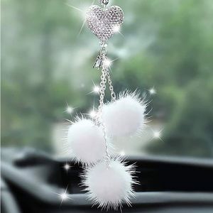 Gorgeous Rear View Mirror Interior Car Fevor-Sequins Heart & Plush Tassels